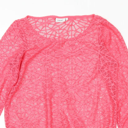 Next Womens Pink Round Neck Polyester Shrug Jumper Size 8