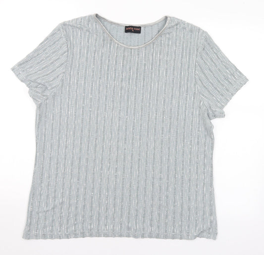 Anna Rose Womens Grey Polyester Basic Blouse Size L Round Neck