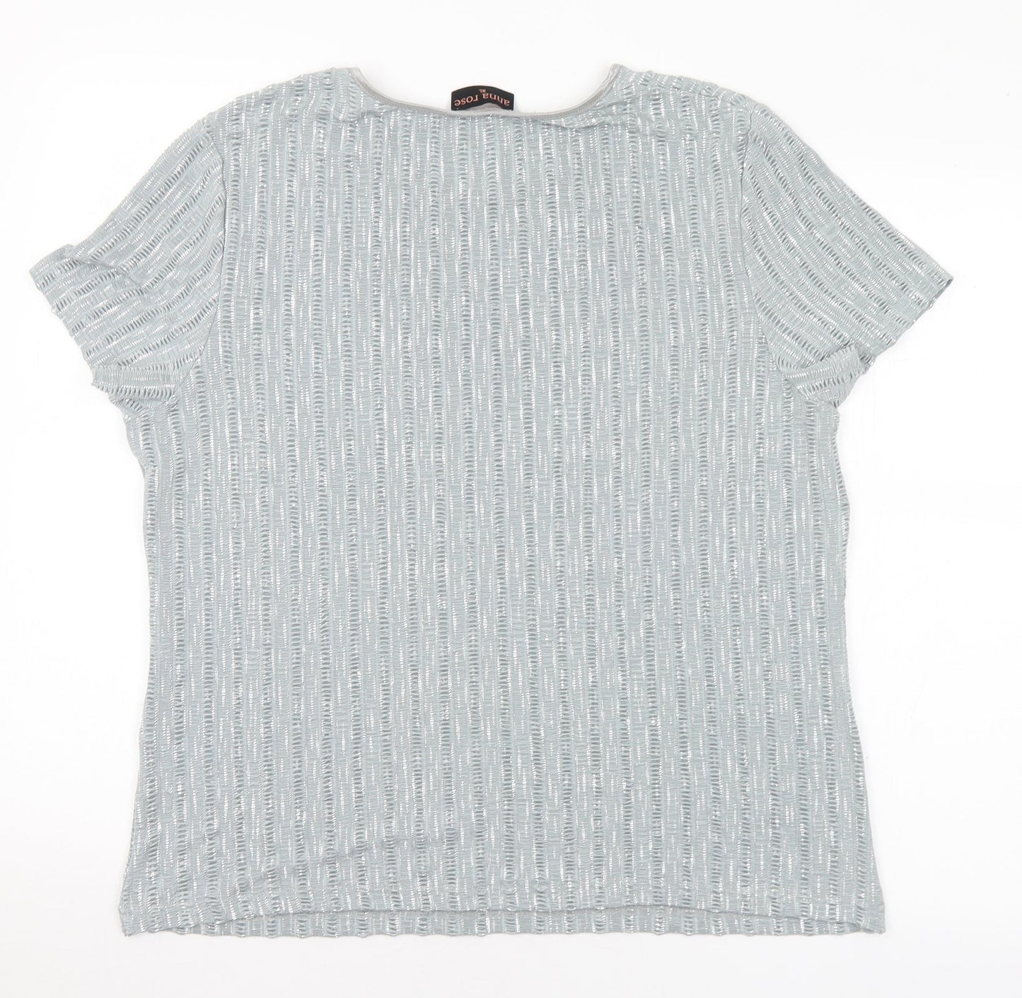 Anna Rose Womens Grey Polyester Basic Blouse Size L Round Neck