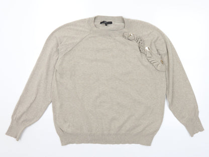 Next Womens Grey Crew Neck Viscose Pullover Jumper Size 14