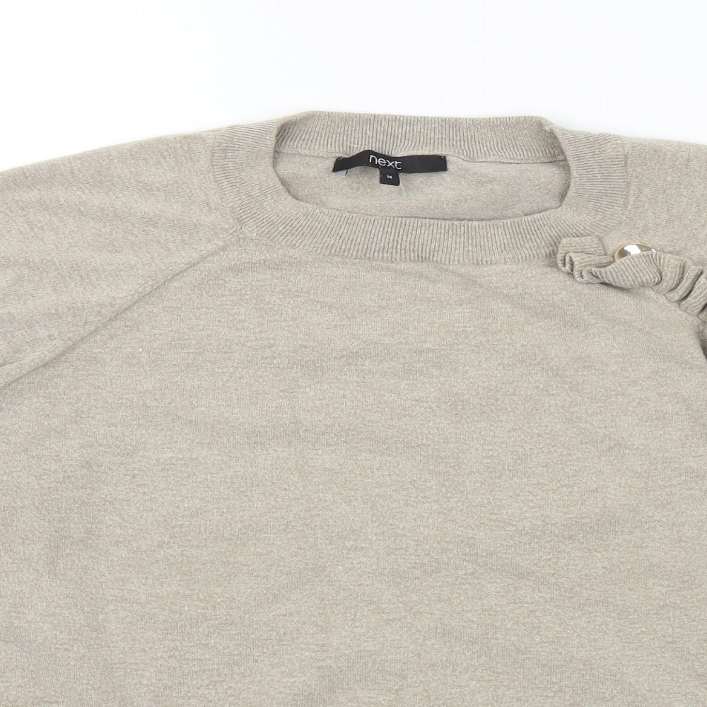 NEXT Womens Grey Crew Neck Viscose Pullover Jumper Size 14