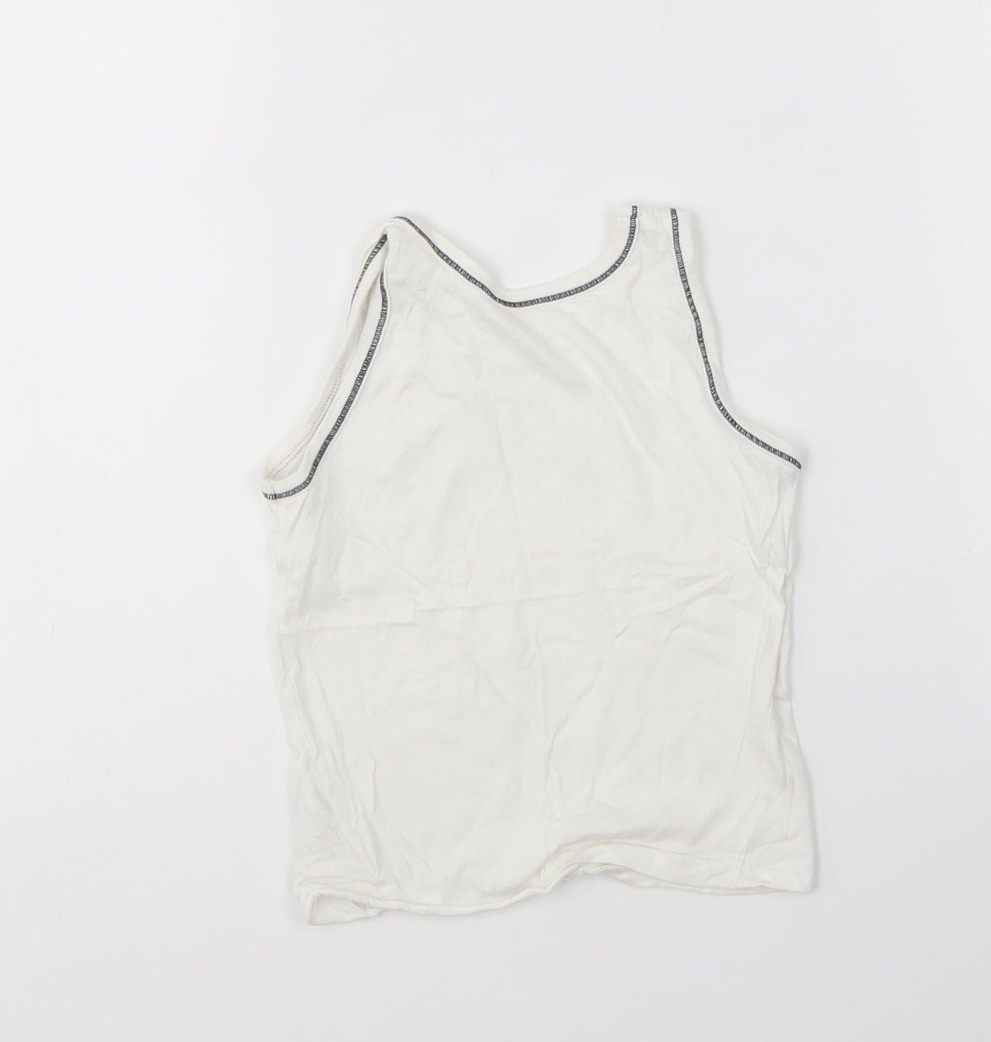 Mothercare Boys White Cotton Basic Tank Size 2-3 Years Round Neck - Thomas the tank