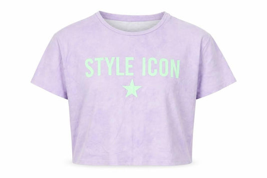 Dunnes Girls Purple Polyester Cropped T-Shirt Size 10-11 Years Round Neck - Style Icon