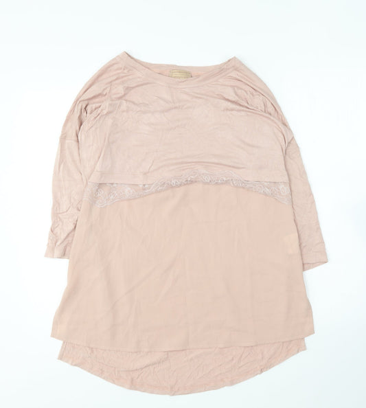 Caterina Lucchi Womens Pink Viscose Basic Blouse Size S Round Neck