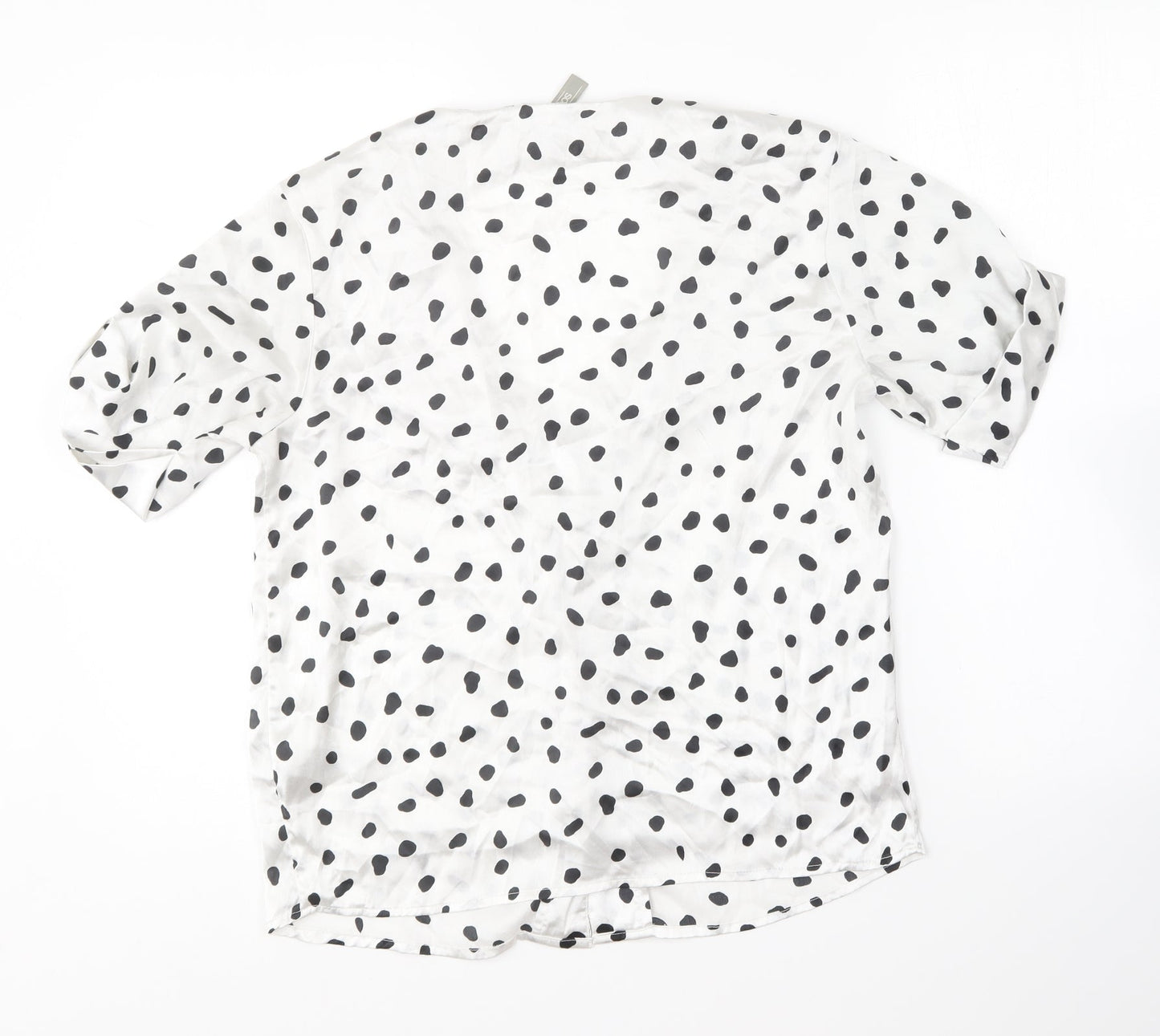 ASOS Womens White Polka Dot Polyester Basic Button-Up Size 6 V-Neck