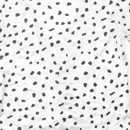 ASOS Womens White Polka Dot Polyester Basic Button-Up Size 6 V-Neck