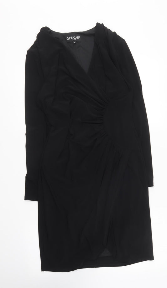 One Clark Womens Black Polyester Mini Size 12 V-Neck