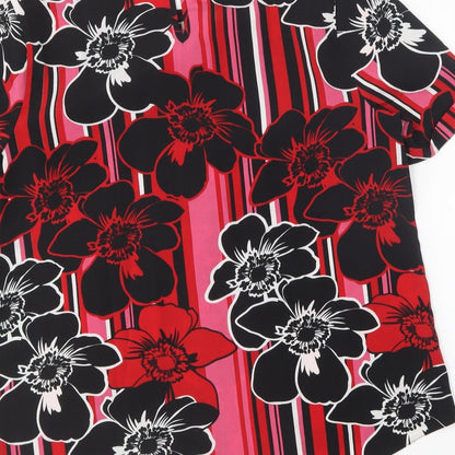 Preloved Preworn Womens Multicoloured Floral Polyester Basic Blouse Size 16 Round Neck - Label