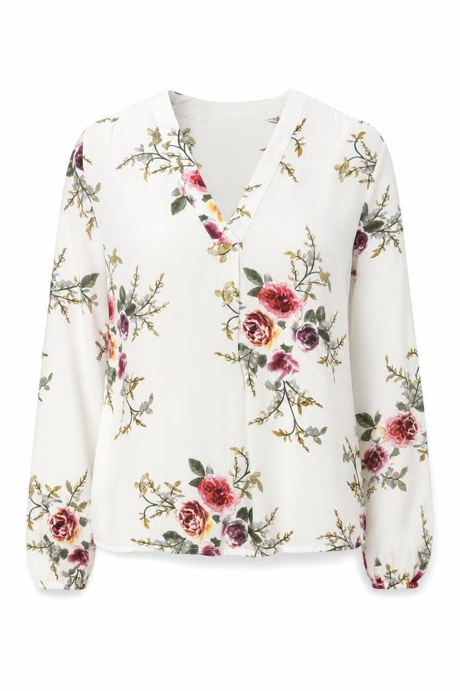 SheIn Womens Multicoloured Floral Polyester Basic Blouse Size S V-Neck