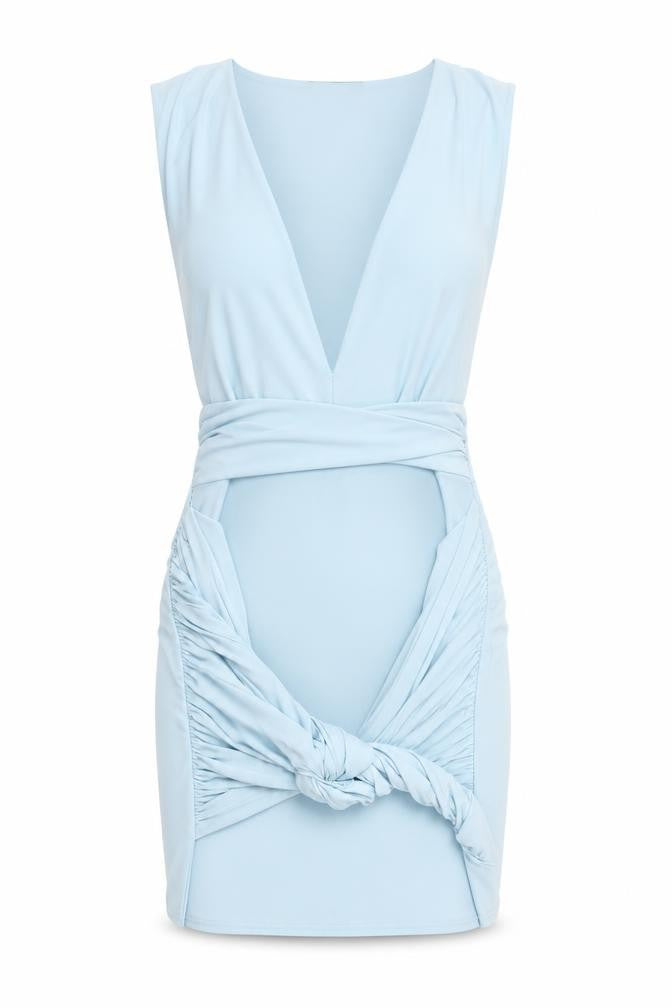 Missguided Womens Blue Polyester Bodycon Size 4 V-Neck
