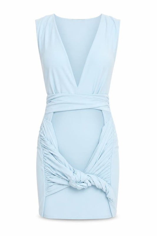 Missguided Womens Blue Polyester Bodycon Size 4 V-Neck