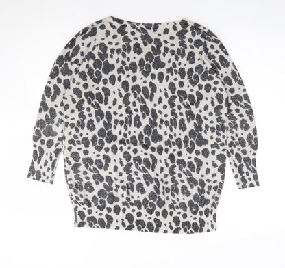 Preloved Debenhams Womens Grey Round Neck Animal Print Viscose Pullover Jumper Size 12 - Back