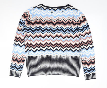 Preloved Gallery Womens Multicoloured Round Neck Geometric Acrylic Pullover Jumper Size M - Back