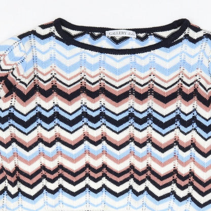 Preloved Gallery Womens Multicoloured Round Neck Geometric Acrylic Pullover Jumper Size M - Detail