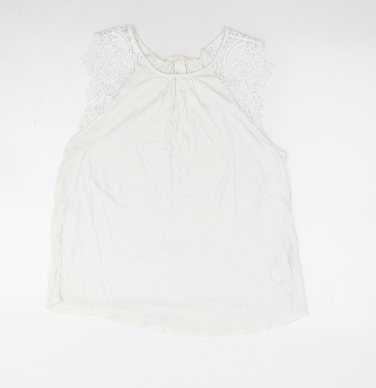 H&M Womens Ivory Viscose Jersey Tank Size M Round Neck