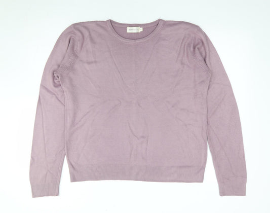 Bonmarché Womens Purple Round Neck Acrylic Pullover Jumper Size L