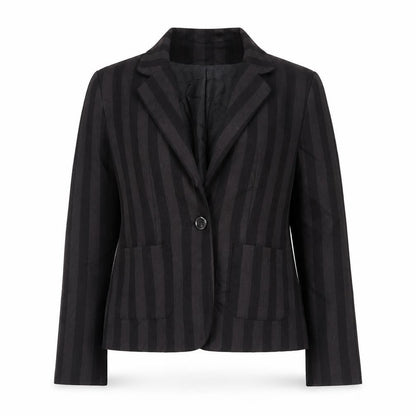 H&M Womens Black Striped Polyester Jacket Suit Jacket Size 6