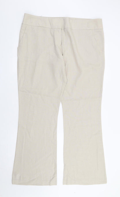 George Womens Beige Polyester Trousers Size 40 L32 in Regular Zip