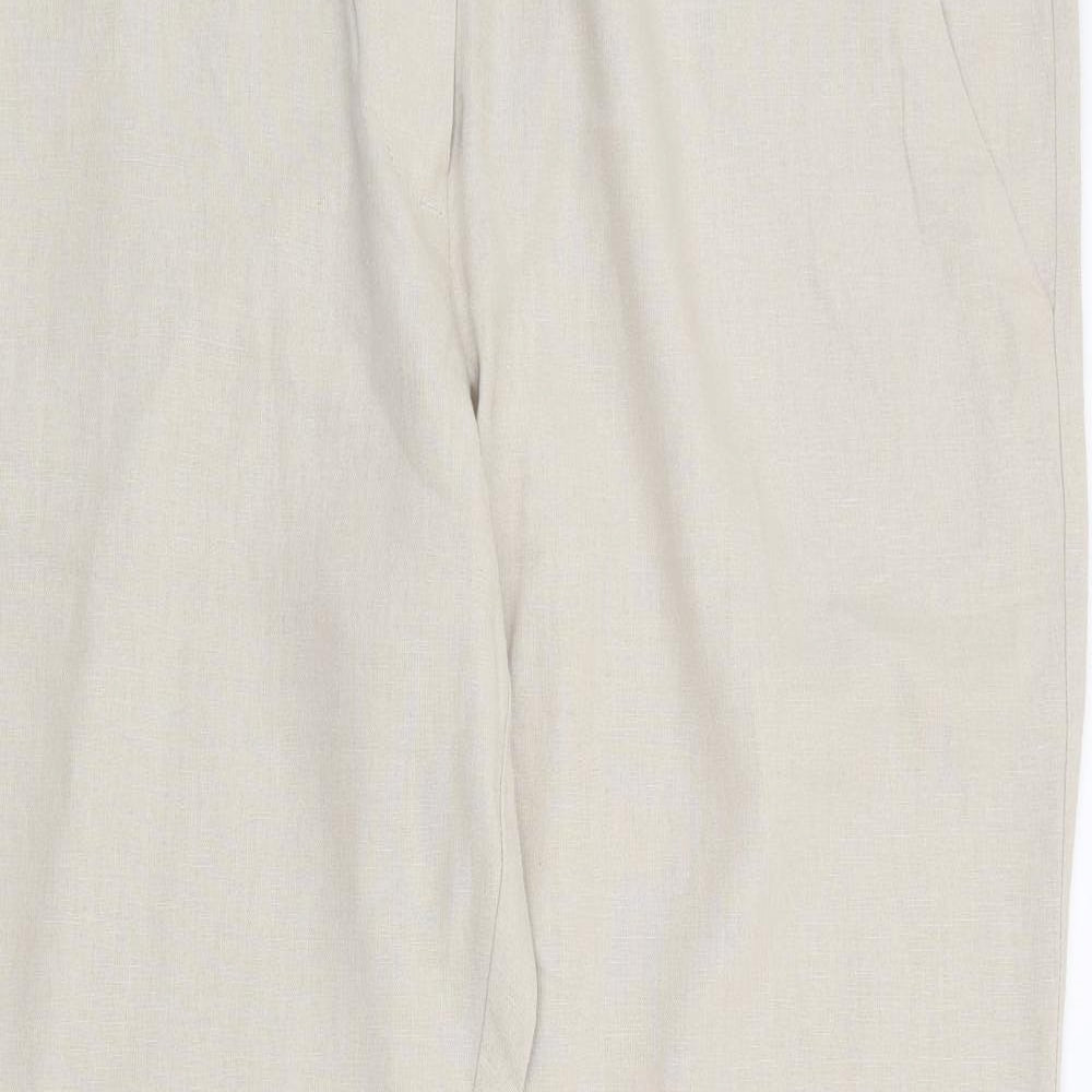 George Womens Beige Polyester Trousers Size 40 L32 in Regular Zip