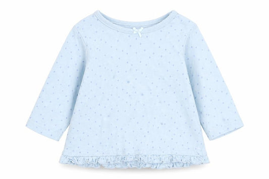 George Girls Blue Spotted Cotton Basic T-Shirt Size 0-3 Months Round Neck Pullover