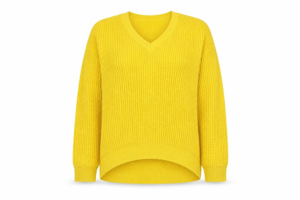 Vera Moda Womens Yellow V-Neck Acrylic Pullover Jumper Size S