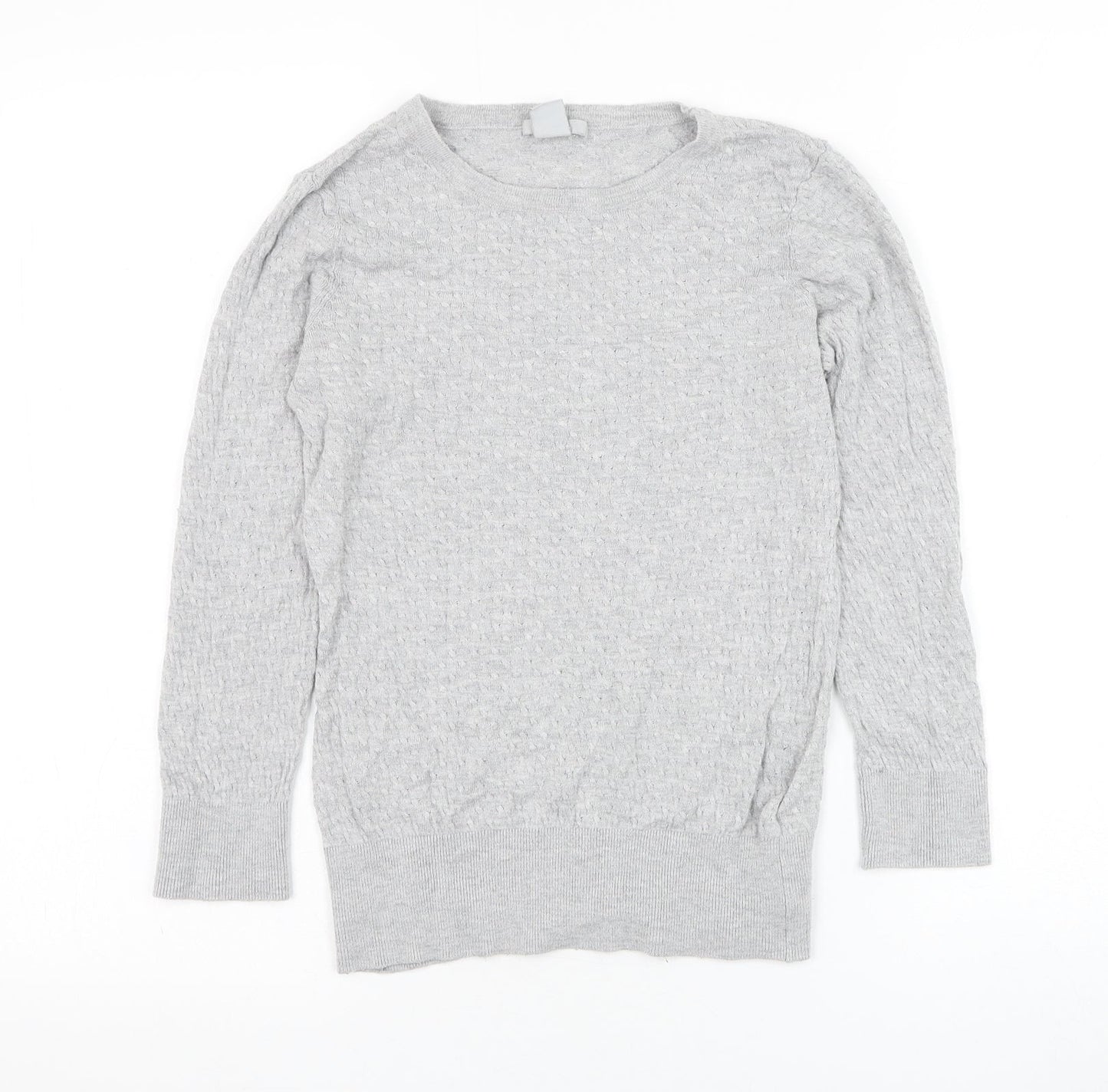 H&M Womens Grey Round Neck Viscose Pullover Jumper Size S