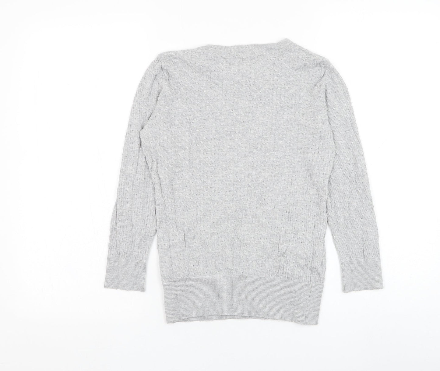 H&M Womens Grey Round Neck Viscose Pullover Jumper Size S