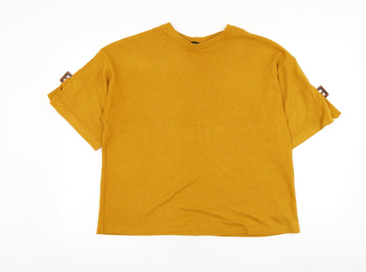 F&F Womens Yellow Round Neck Polyester Pullover Jumper Size 12