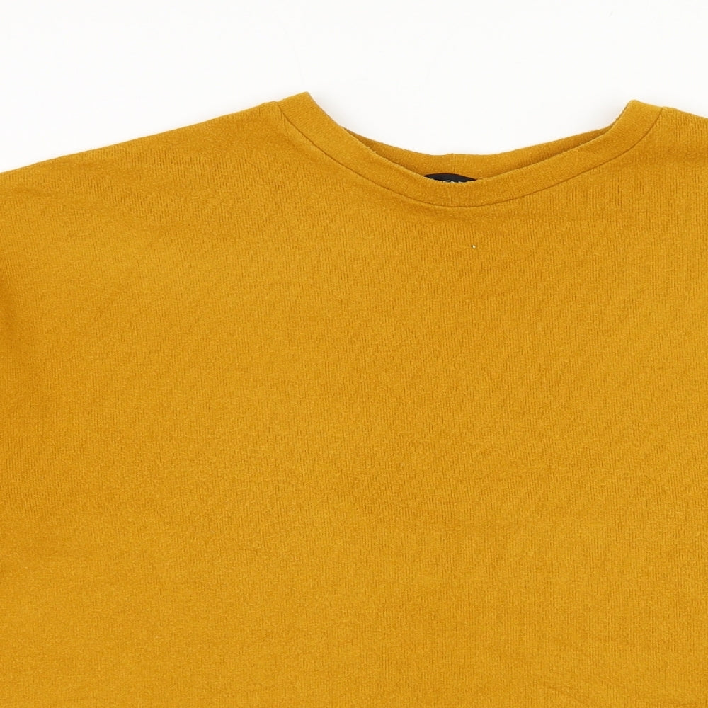 F&F Womens Yellow Round Neck Polyester Pullover Jumper Size 12