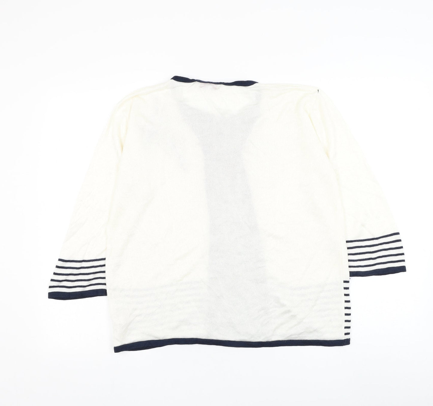 Reflect Womens White Round Neck Acrylic Pullover Jumper Size L - Flower