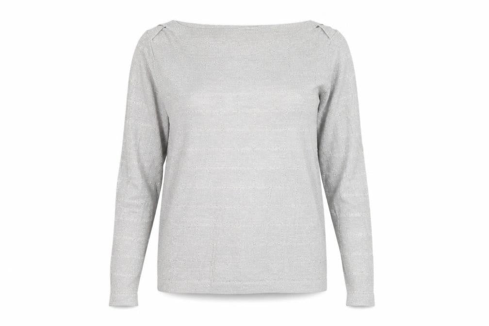 Pinstripe Womens Grey Round Neck Acrylic Pullover Jumper Size M