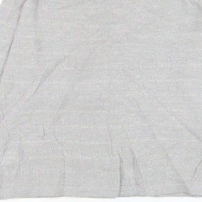 Pinstripe Womens Grey Round Neck Acrylic Pullover Jumper Size M