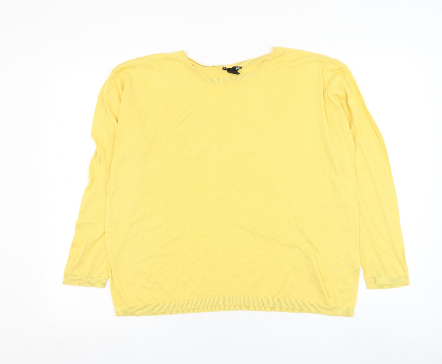 H&M Womens Yellow Round Neck Viscose Pullover Jumper Size M