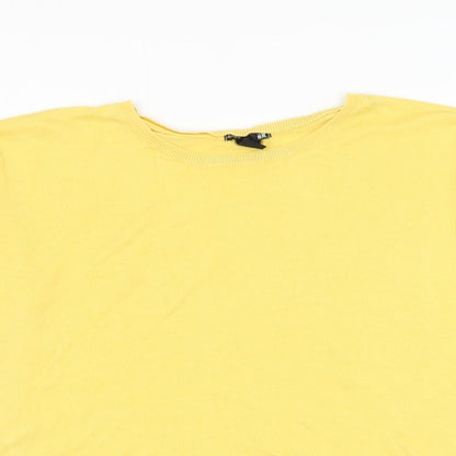 H&M Womens Yellow Round Neck Viscose Pullover Jumper Size M