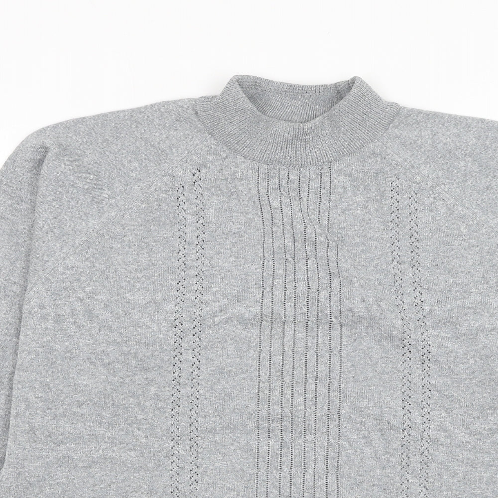 Gilwear Womens Grey Mock Neck Polyester Pullover Jumper Size 12