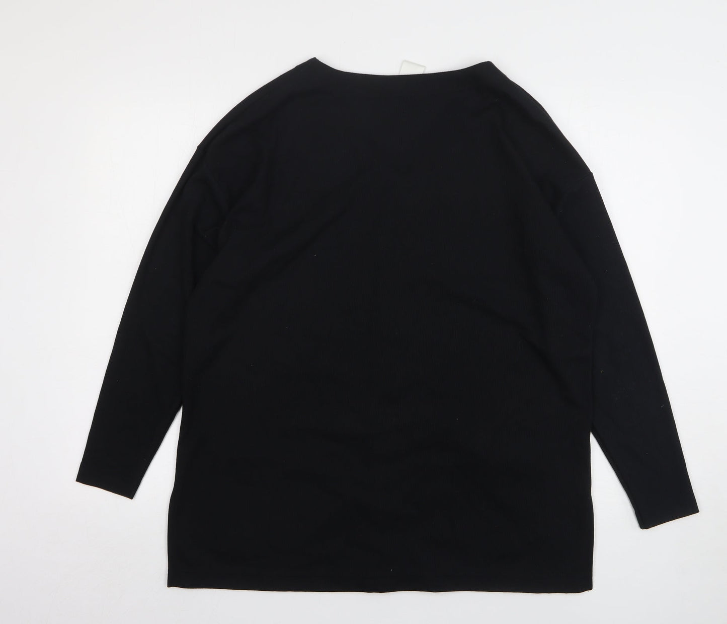 Canda Womens Black V-Neck Cotton Cardigan Jumper Size M