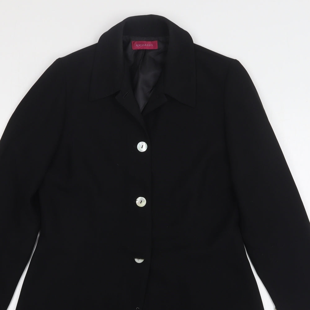 Richards Womens Black Overcoat Coat Size 8