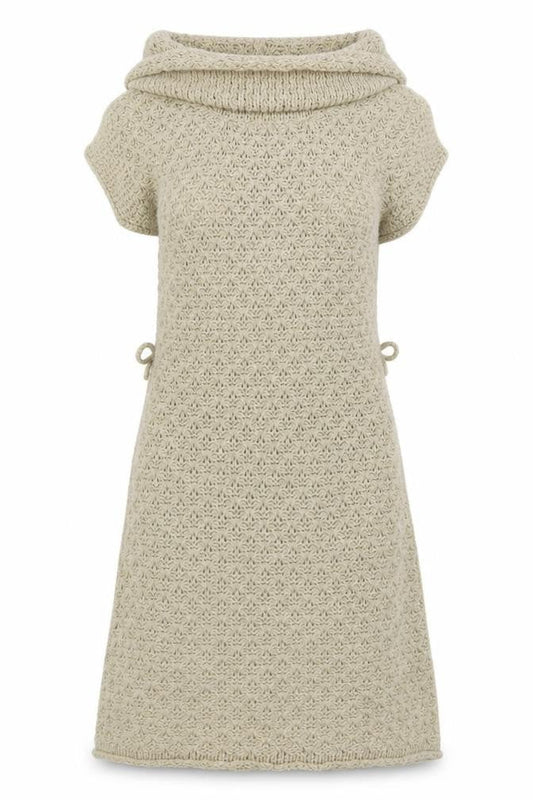 Next Womens Beige Acrylic Jumper Dress Size 10 Roll Neck