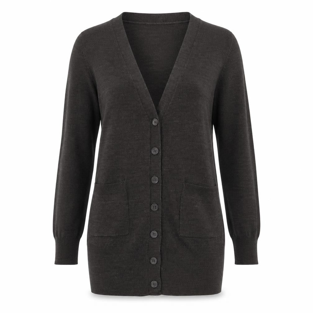 H&M Womens Grey V-Neck Acrylic Cardigan Jumper Size S