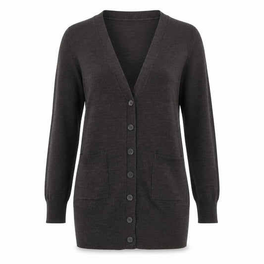 H&M Womens Grey V-Neck Acrylic Cardigan Jumper Size S