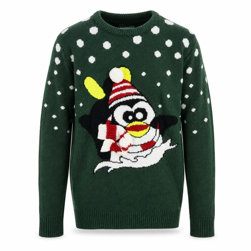 Cedarwood State Mens Green Round Neck Polka Dot Polyester Pullover Jumper Size S - Christmas