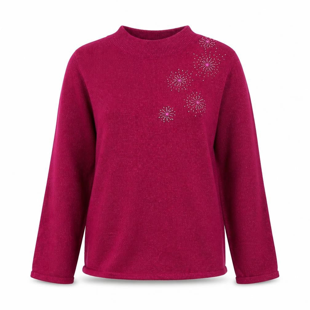 Bonmarché Womens Pink Mock Neck Acrylic Pullover Jumper Size S