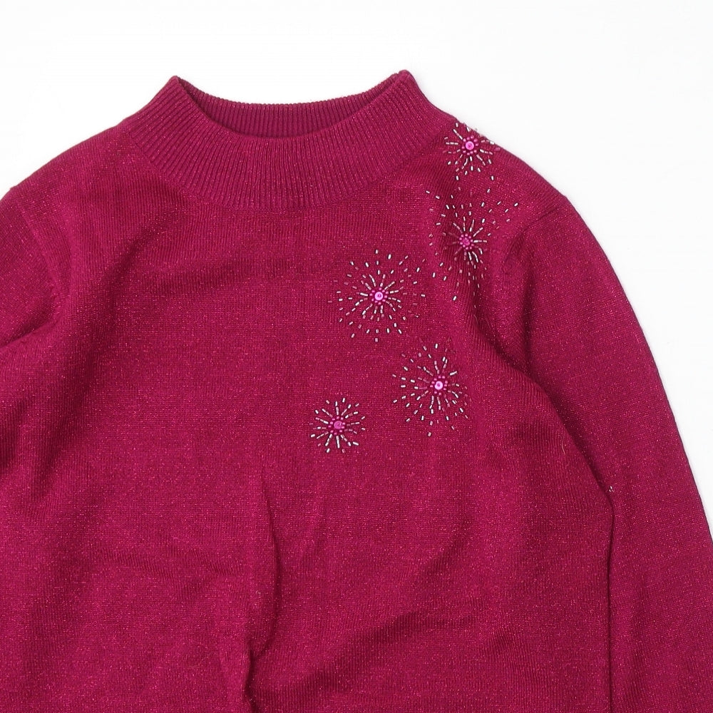 Bonmarché Womens Pink Mock Neck Acrylic Pullover Jumper Size S