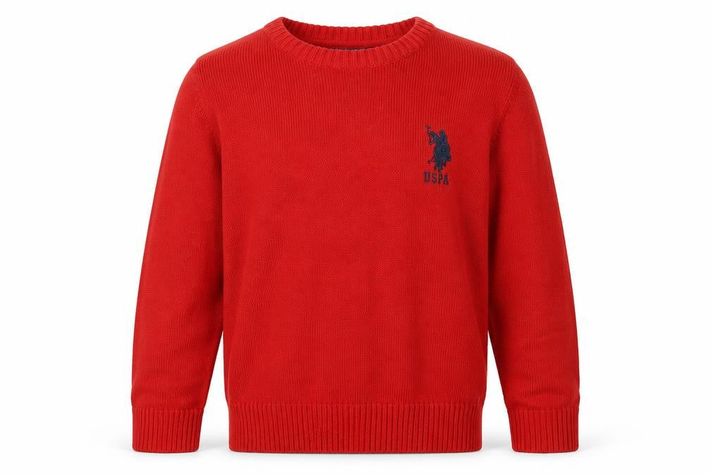 US Polo Assn. Mens Red Round Neck Polyester Pullover Jumper Size S