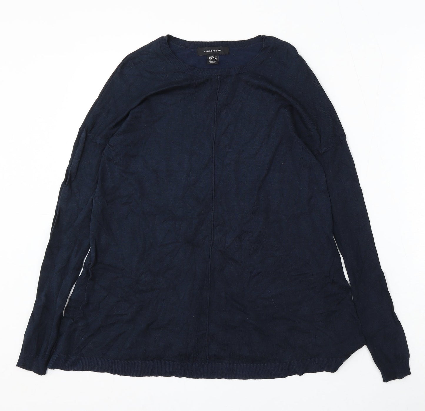 Atmosphere Womens Blue Round Neck Viscose Pullover Jumper Size 10