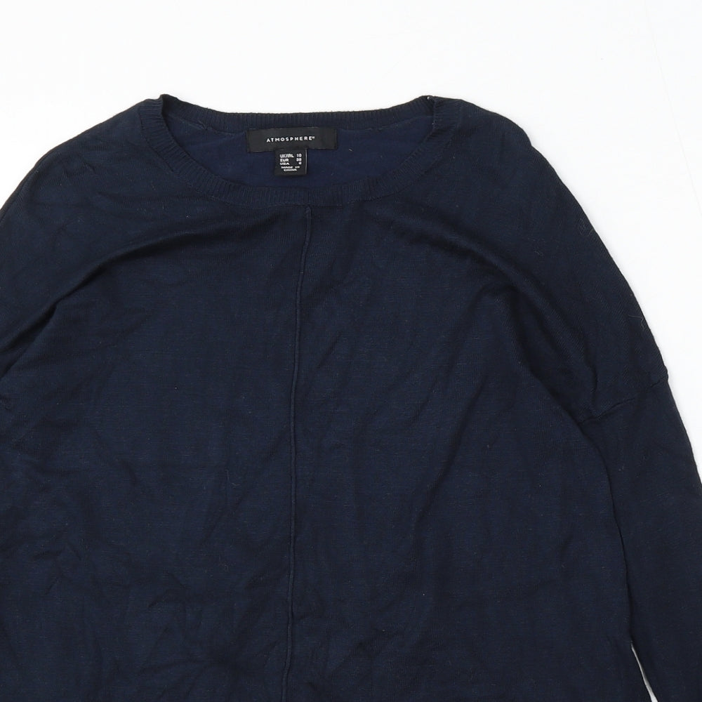 Atmosphere Womens Blue Round Neck Viscose Pullover Jumper Size 10