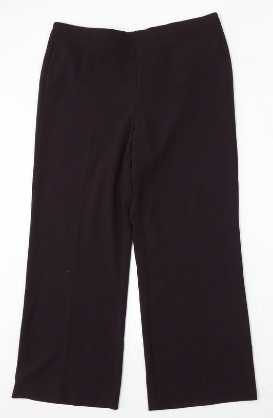 BHS Womens Purple Polyester Trousers Size 14 L28 in Regular