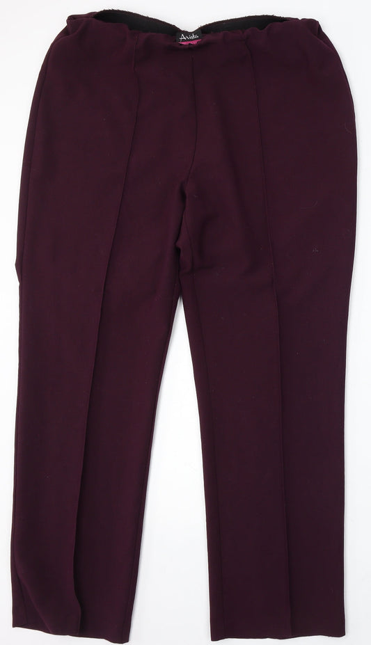 Arista Collection Womens Purple Polyester Trousers Size 16 L30 in Regular