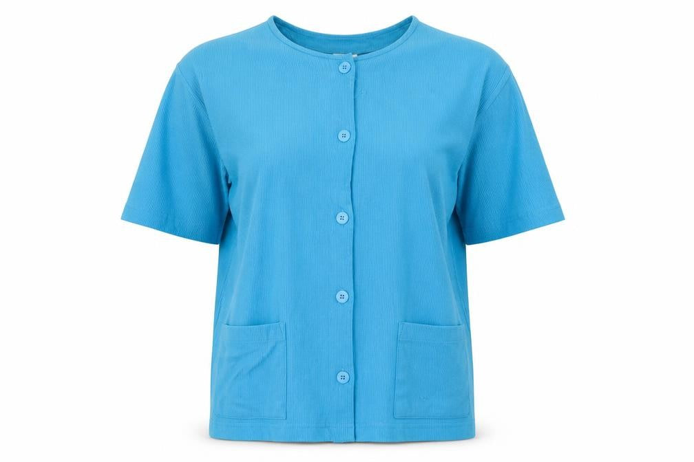 No Problem Womens Blue Round Neck Cotton Cardigan Jumper Size 10