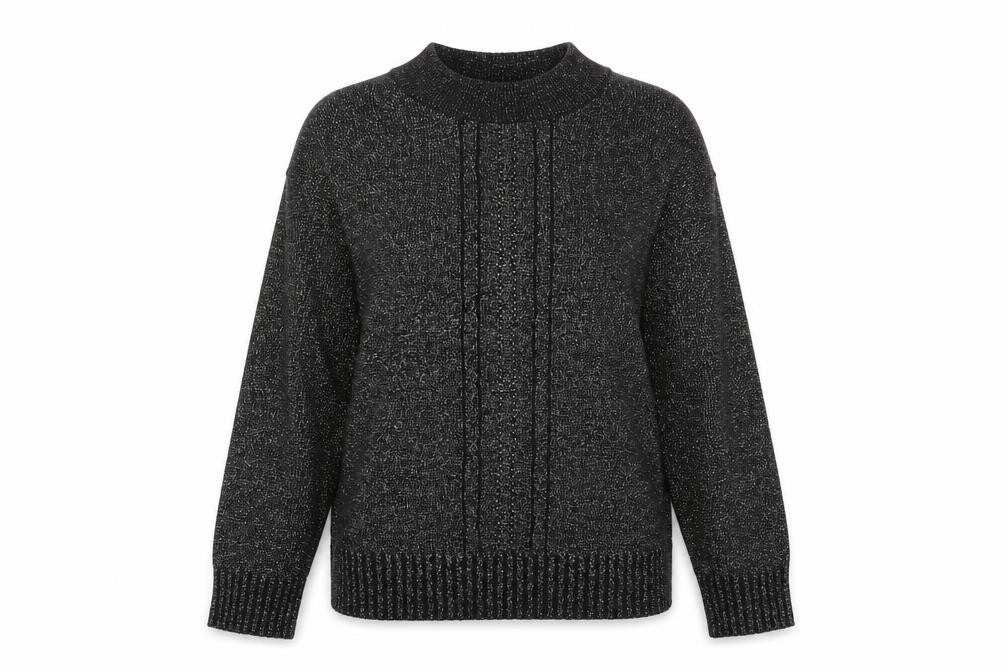 Bonmarché Womens Black Round Neck Acrylic Pullover Jumper Size S